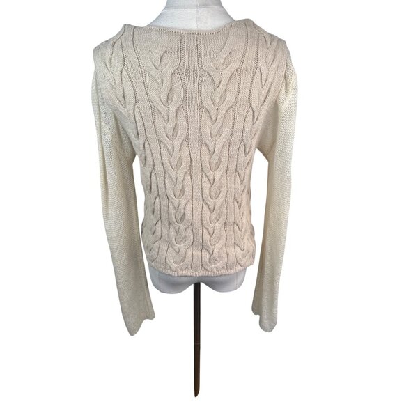 ZARA Womens Small Cable Knit Sweater Cream Acrylic/Wool Blend - Picture 2 of 13